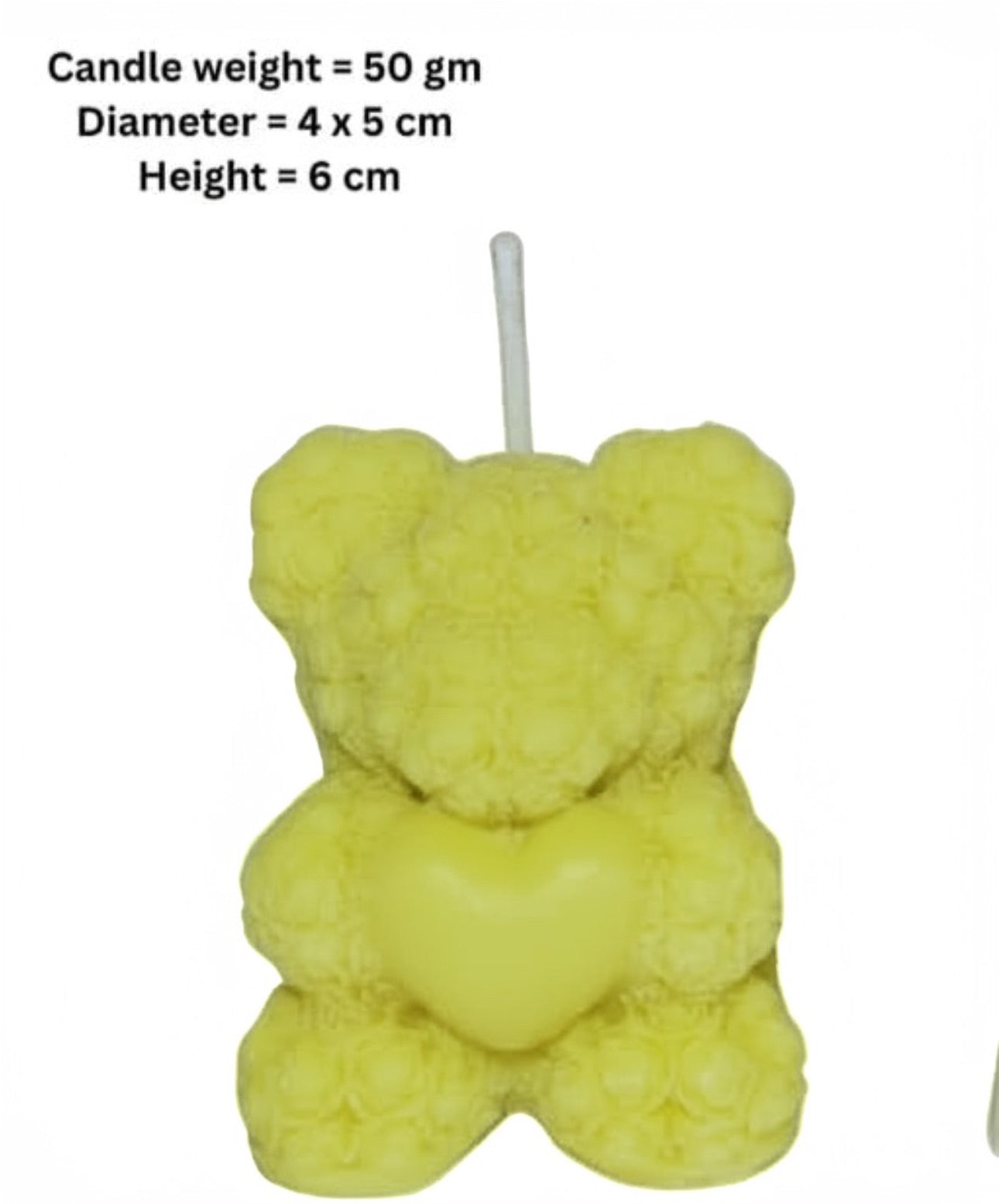 Small heart teddy candle